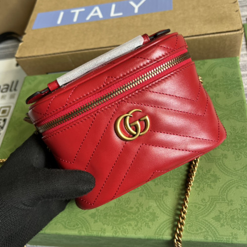 Gucci Womens Bags Shoulder Bag Luxury Brand GG Marmont mini top handle bag in leather with Original Box  