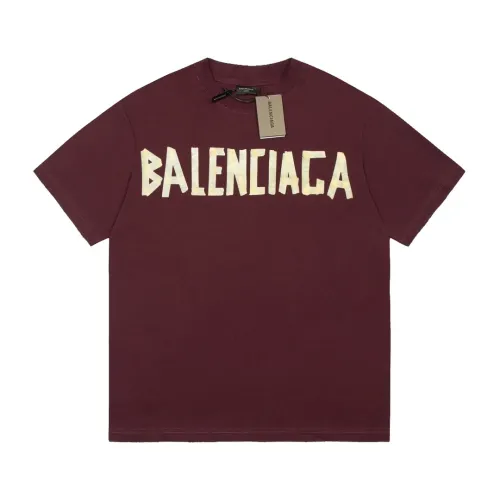 Balenciaga Luxury Brand Women Mens Short Sleeve T-Shirt TAPE TYPE T-SHIRT MEDIUM FIT IN DARK RED   
