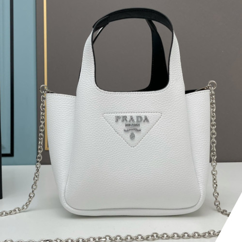 Prada Womens Shoulder Bags Leather Shopping Bag with Original Box