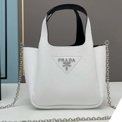 Prada Womens Shoulder Bags Leather Shopping Bag with Original Box
