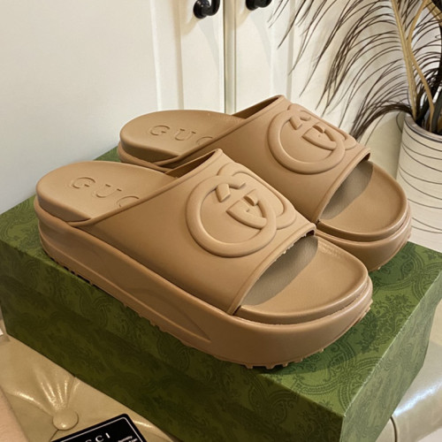 Gucci Womens Shoes Platform Slide Slippers Sandal Summer Design Luxury Brand Women's GG platform slide sandal with Original Box