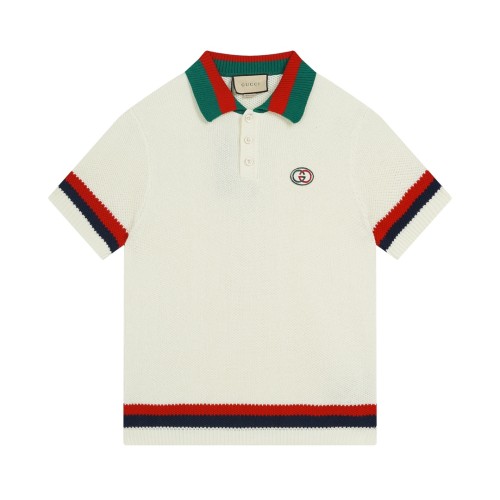 Gucci Luxury Brand Women Mens Short Sleeve T-Shirt Polo Shirt KNIT COTTON POLO T-SHIRT WITH WEB 739954 XKC9O 9275   