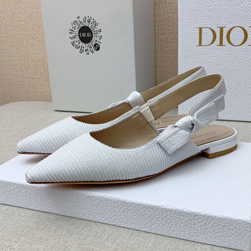 Dior Women Shoes Pumps Luxury Design Fashion Type Flat Heel Shoes for Wedding Style J'ADIOR SLINGBACK BALLERINA Cotton Fabric with Original Box Flat