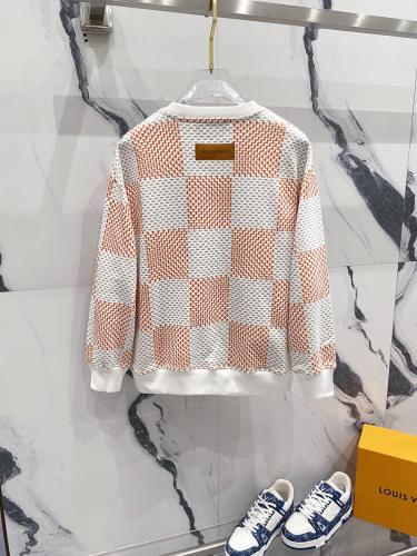 Louis Vuitton Womens Mens Long Sleeve Sweatshirt Luxury Brand Mens Damier Cotton Sweatshirt   