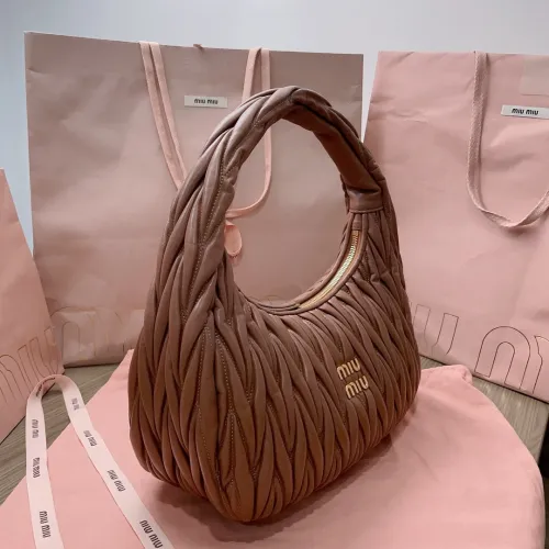 MiuMiu Womens Fashion Handbags Shoulder Bag Leather Luxury Brand Miu Miu Wander Matelasse Nappa Leather Hobo Bag  