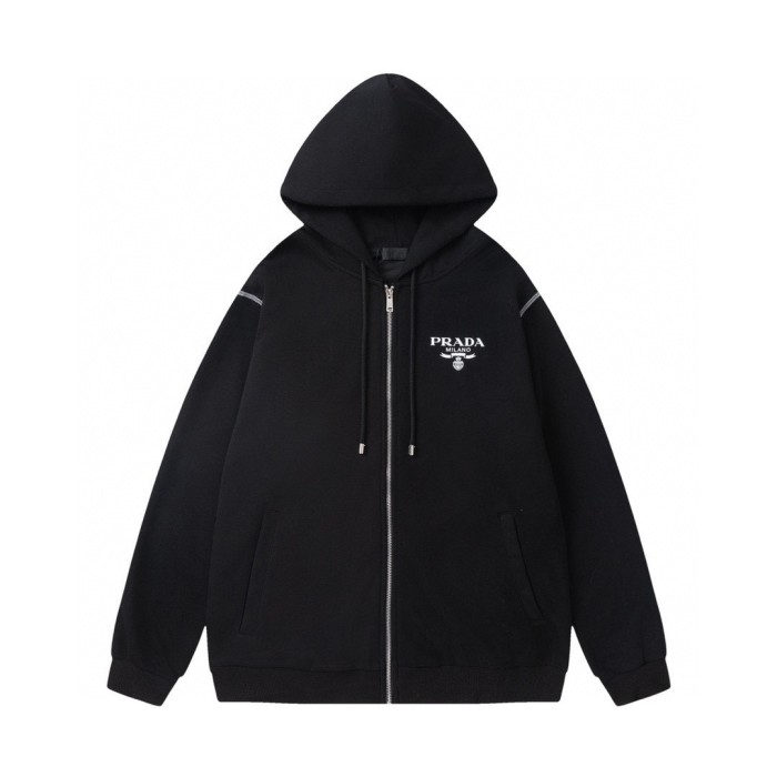 Prada Women Mens Zip Hoosie Coat Luxury Brand Mens Sweatshirts   