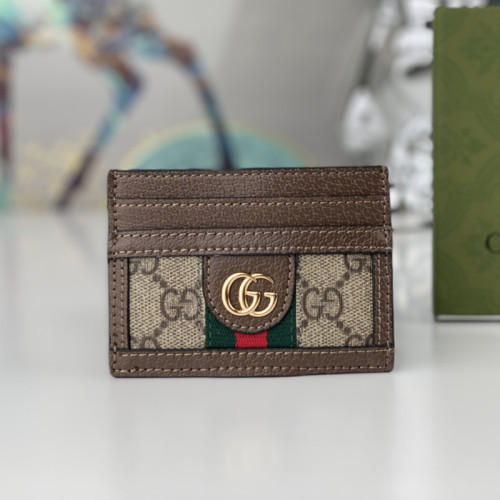Gucci Womens Bag Wallets Card Holder Luxury Brand Ophidia GG card case in beige and blue Supreme with Original Box  