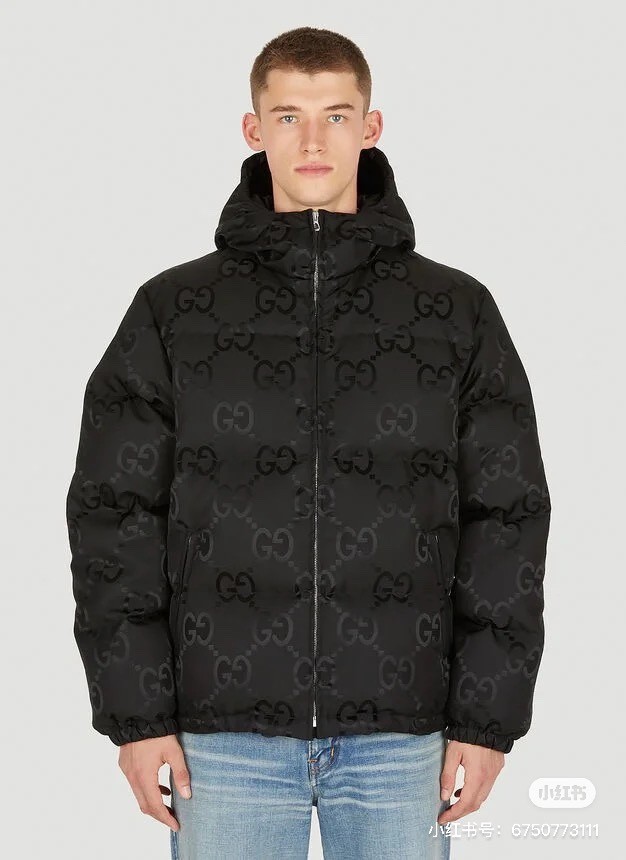 Gucci Men Womens Coat Luxury Brand Mens Hoodie Down Jacket Jumbo GG Down Jacket in Black Top Quality   