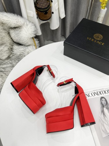 Versace Brand Womens Sandals Shoes Pumps Leather Big Size LA MEDUSA LEATHER PUMPS with 5cm High Platform and 15cm Heel Design  