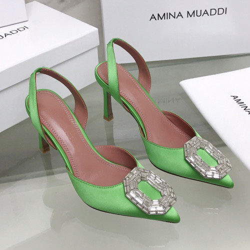Amina Muaddi Womens Shoes Sandals Slippers Luxury Brand Fashion Pumps for Women with Original Box 8.5cm Heel