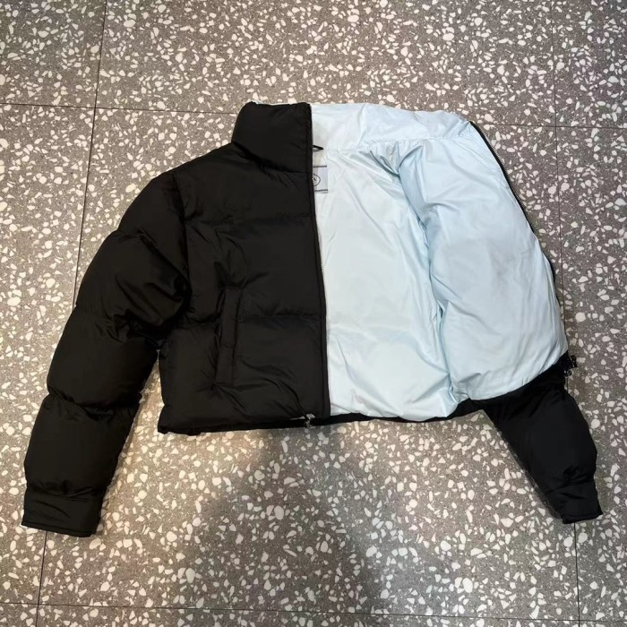 Prada Womens Coat Down Jacket Luxury Brand Women Jacket Re-Nylon cropped down jacket 292056_1WQ8_F0002_S_222 Top Quality   