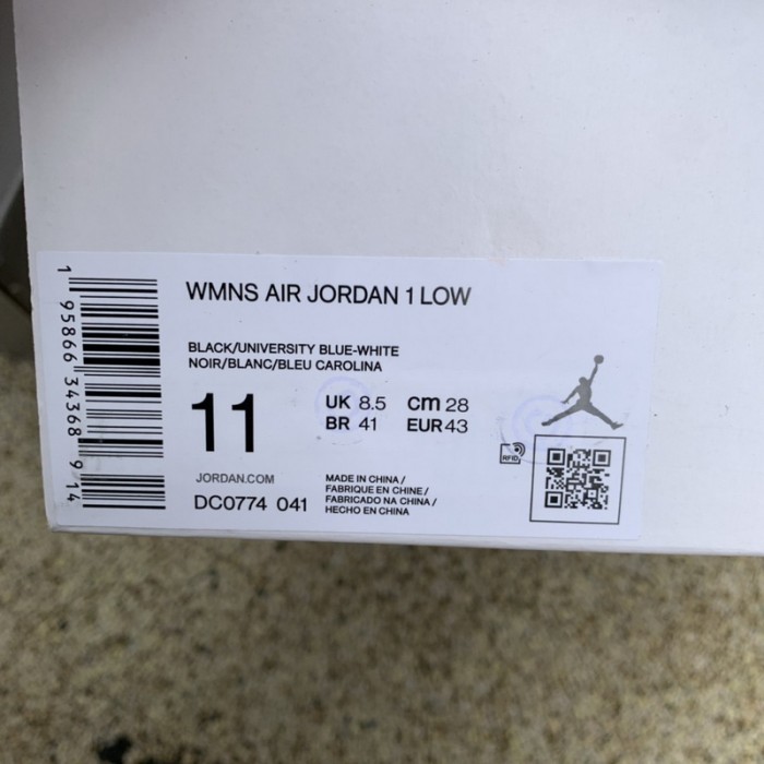 Jordan 1 Low Black University Blue White