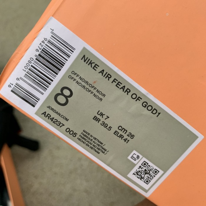 Authentic Nike Air Fear of God 1 “Triple Black”
