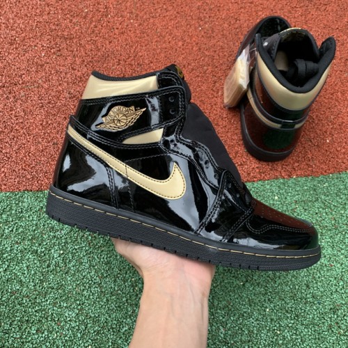 Authentic Air Jordan 1 High “Black Metallic Gold”