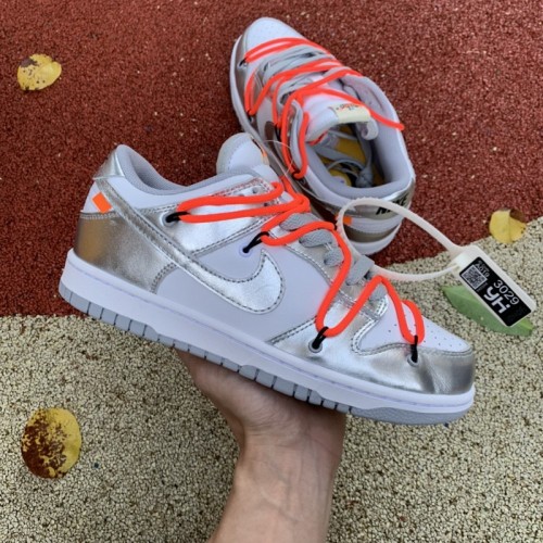 Authentic OFF-WHITE x Nike Dunk Low Silver