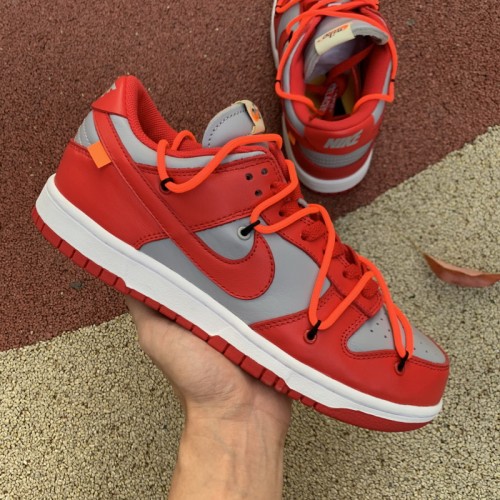 Authentic OFF-WHITE x Nike Dunk Low Red Grey
