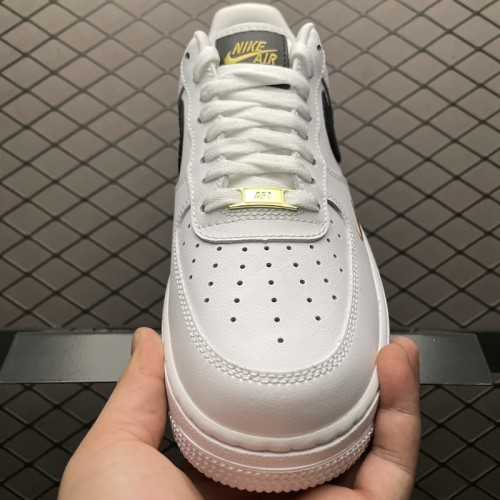 Nike Air Force 1 Low 07 Essential White Black Gold Mini Swoosh