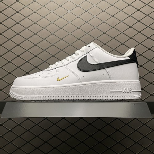 Nike Air Force 1 Low 07 Essential White Black Gold Mini Swoosh