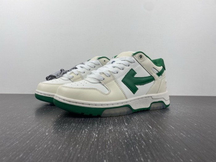 OFF-WHITE Out Of Office OOO Low Tops White Green