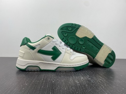OFF-WHITE Out Of Office OOO Low Tops White Green