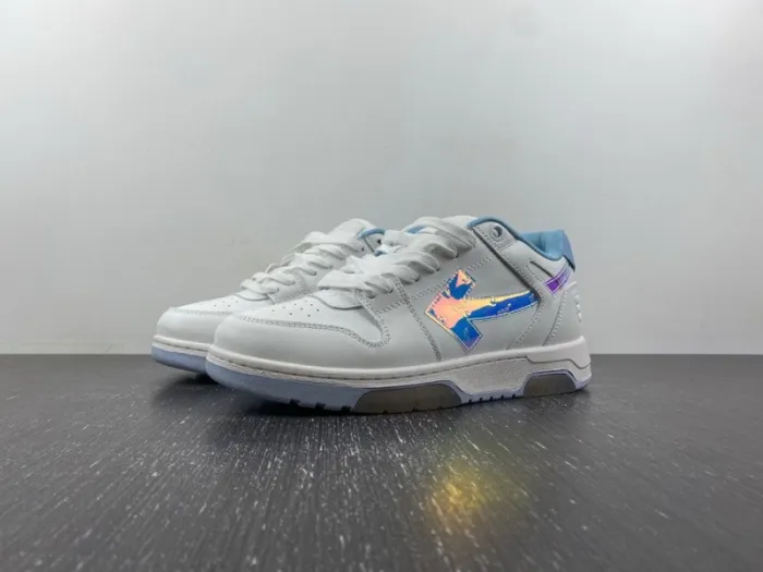 OFF-WHITE Out Of Office OOO Low Tops White Iridescent Blue