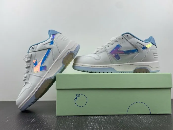 OFF-WHITE Out Of Office OOO Low Tops White Iridescent Blue