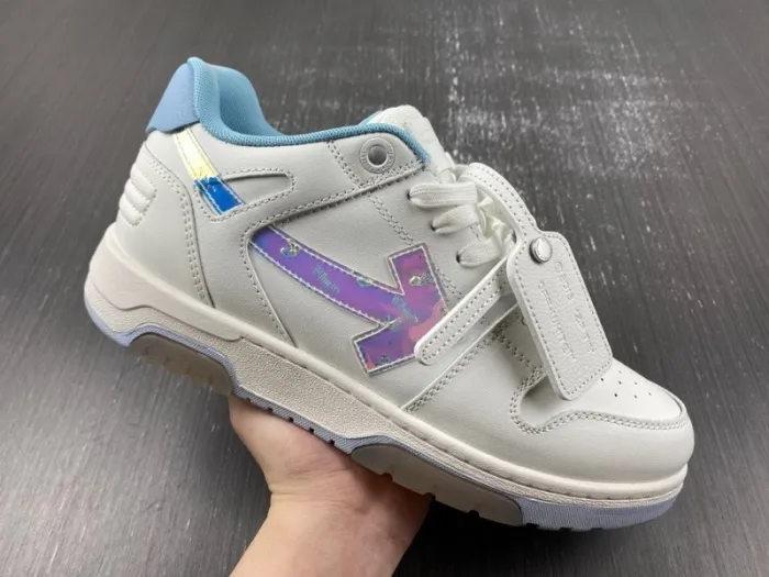 OFF-WHITE Out Of Office OOO Low Tops White Iridescent Blue