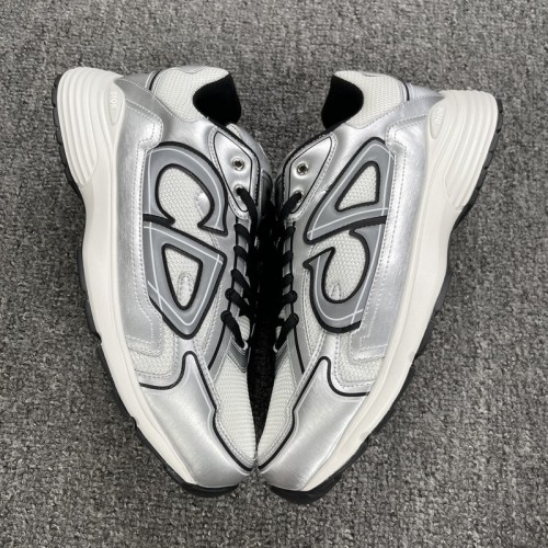 Dior B30 White Mesh Silver-Tone Metallic Calfskin