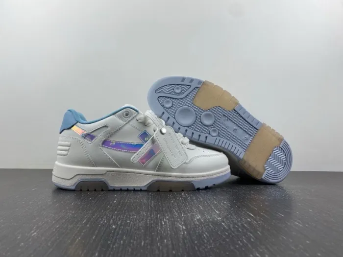 OFF-WHITE Out Of Office OOO Low Tops White Iridescent Blue