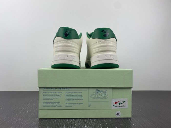 OFF-WHITE Out Of Office OOO Low Tops White Green