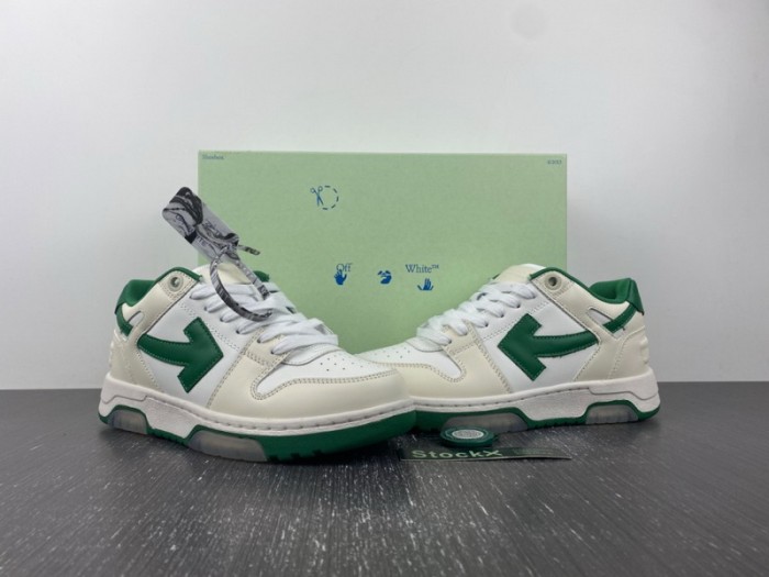 OFF-WHITE Out Of Office OOO Low Tops White Green