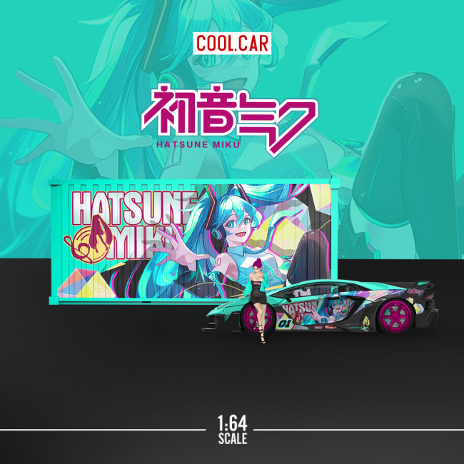 1:64 藍寶堅尼GTEVO 初音塗裝痛車模擬合金汽車模型