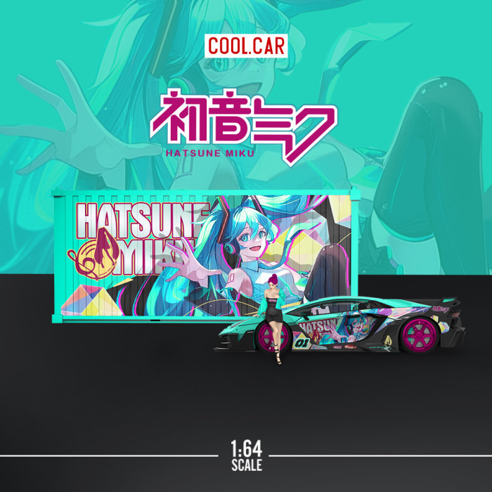 1:64 藍寶堅尼GTEVO 初音塗裝痛車模擬合金汽車模型