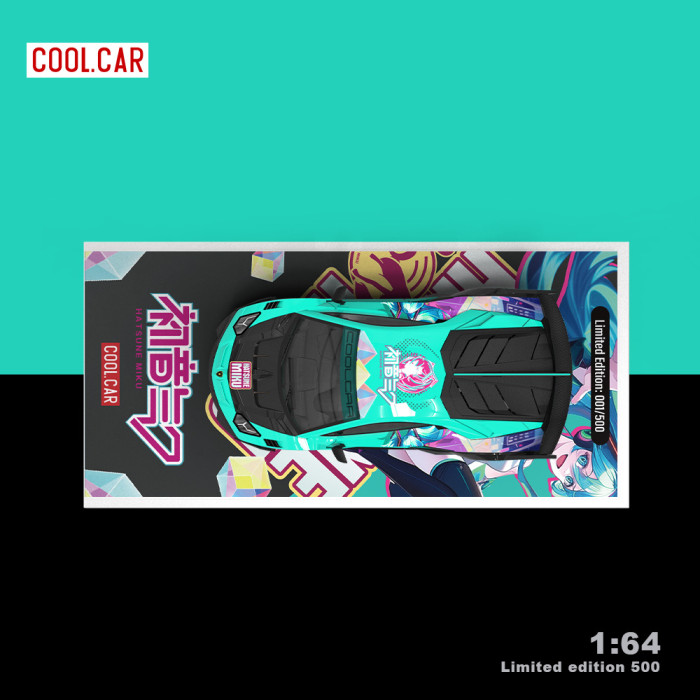 1:64 藍寶堅尼GTEVO 初音塗裝痛車模擬合金汽車模型