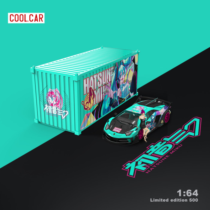 1:64 藍寶堅尼GTEVO 初音塗裝痛車模擬合金汽車模型