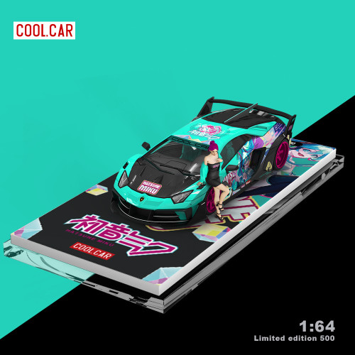 1:64 藍寶堅尼GTEVO 初音塗裝痛車模擬合金汽車模型