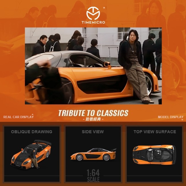 1:64馬自達RX-7 Veilside玩命關頭模擬合金汽車模型