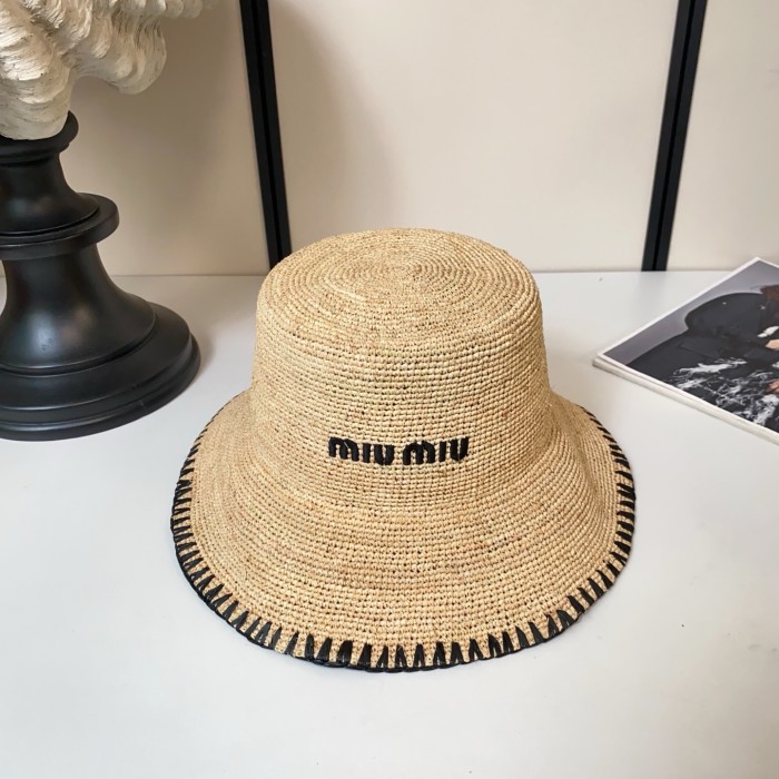 Embroidery raffia straw hat