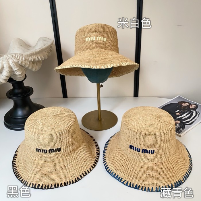 Embroidery raffia straw hat