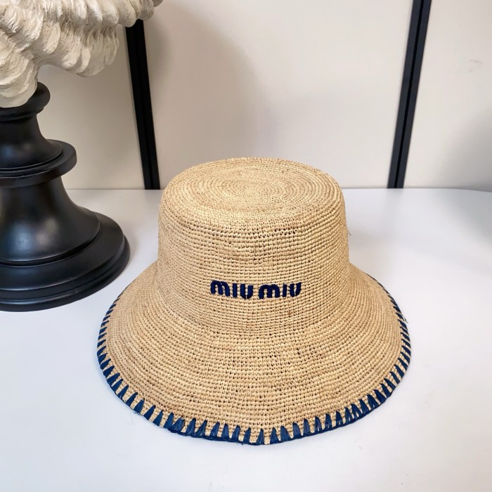 Embroidery raffia straw hat
