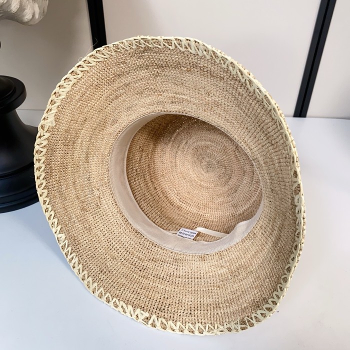 Embroidery raffia straw hat