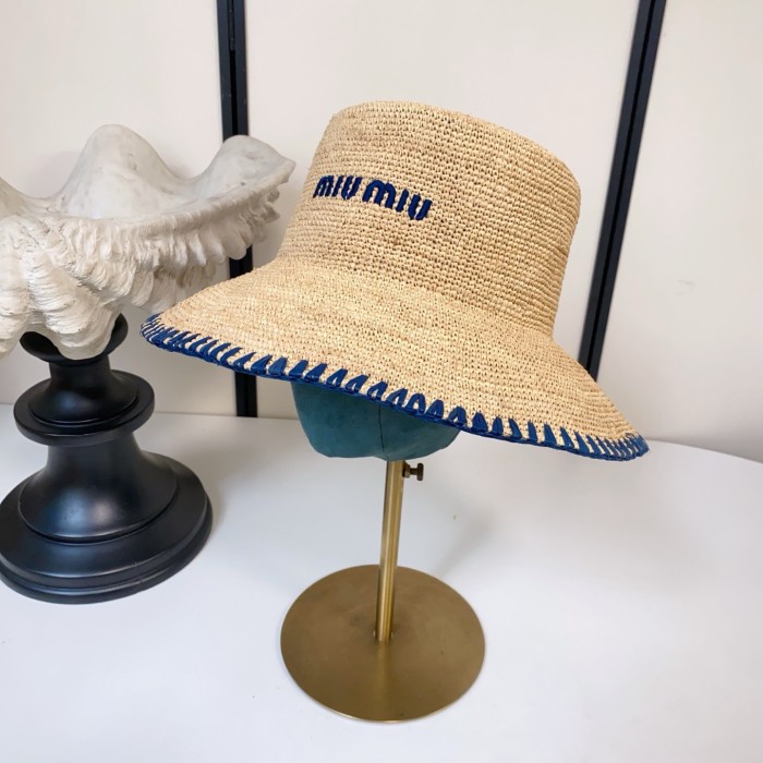 Embroidery raffia straw hat
