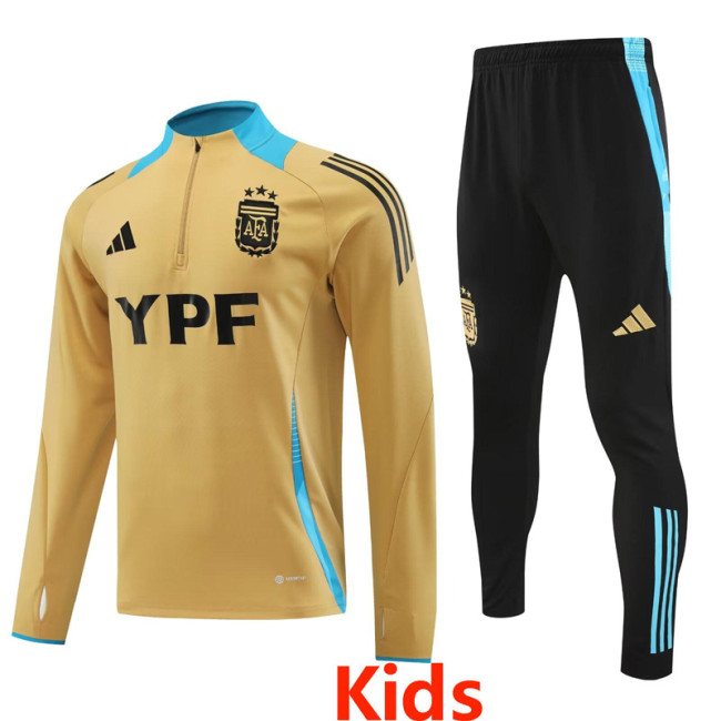 24-25 Argentina Earthy Yellow Kids Half Pull Tracksuit