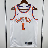 2017-2018 SUNS BOOKER #1 White Retro Top Quality Hot Pressing NBA Jersey