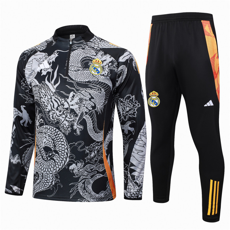 Mens Real Madrid Training Suit Black Dragon 2024/25