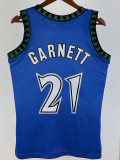 2003-04 Timberwolves GARNETT #21 Blue Retro Top Quality Hot Pressing NBA Jersey