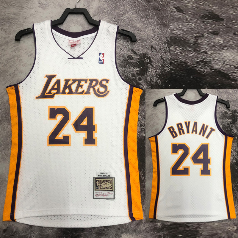 2009-10 LAKERS BRYANT #24 White Retro Top Quality Hot Pressing NBA Jersey