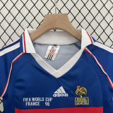 1998 France Home Kids Retro Soccer Jersey