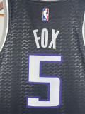 22-23 Kings FOX #5 Black Top Quality Hot Pressing NBA Jersey (Trapeze Edition)