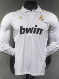 2011-2012  Real Madrid Home Player Version  Long Sleeve Retro Soccer Jersey